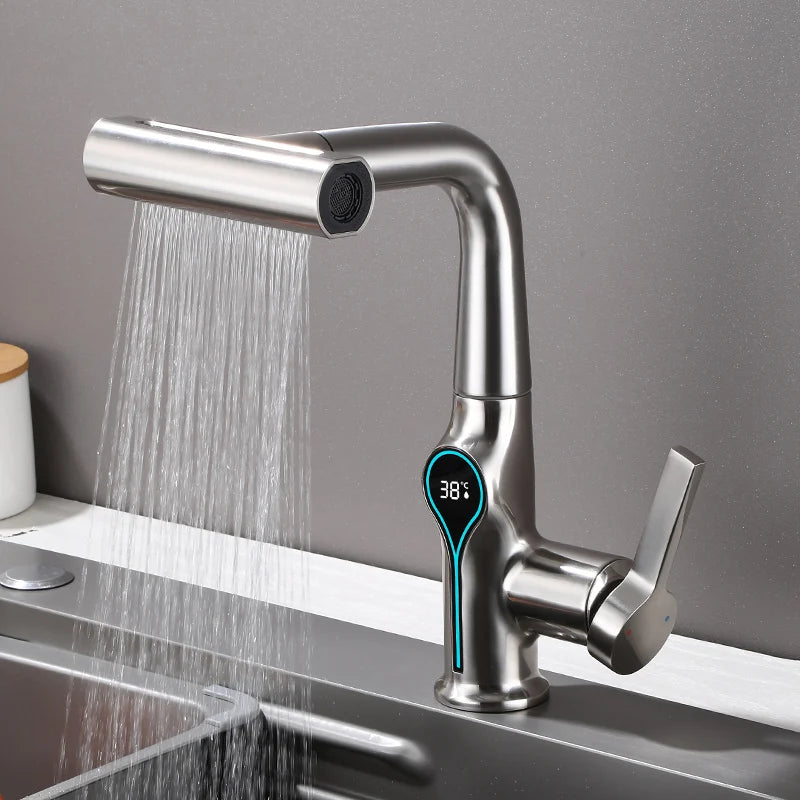 Robinet de Lavabo Cascade Écran Digital Élévateur