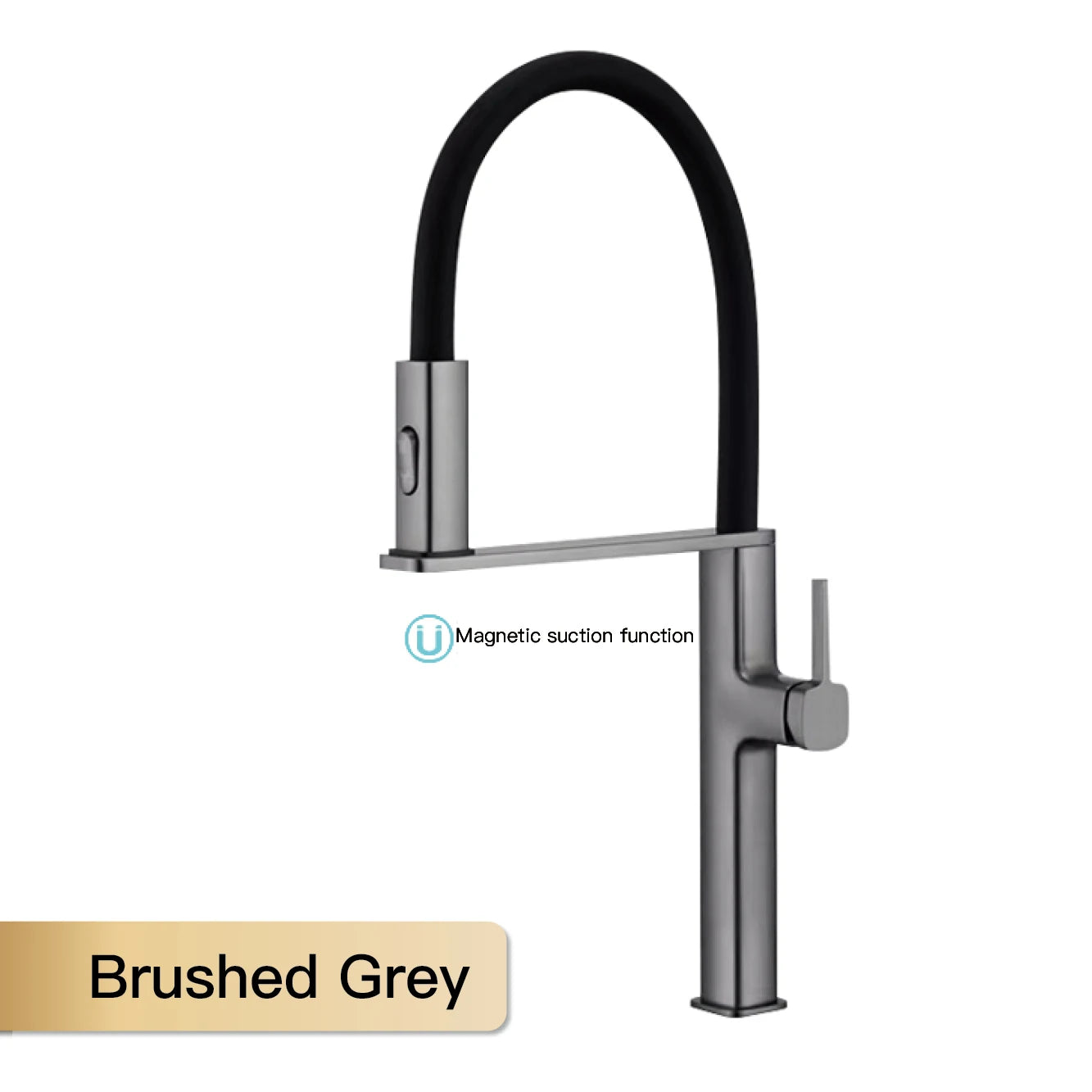 Robinet de Cuisine Noir Laiton Magnétique Double Fonction