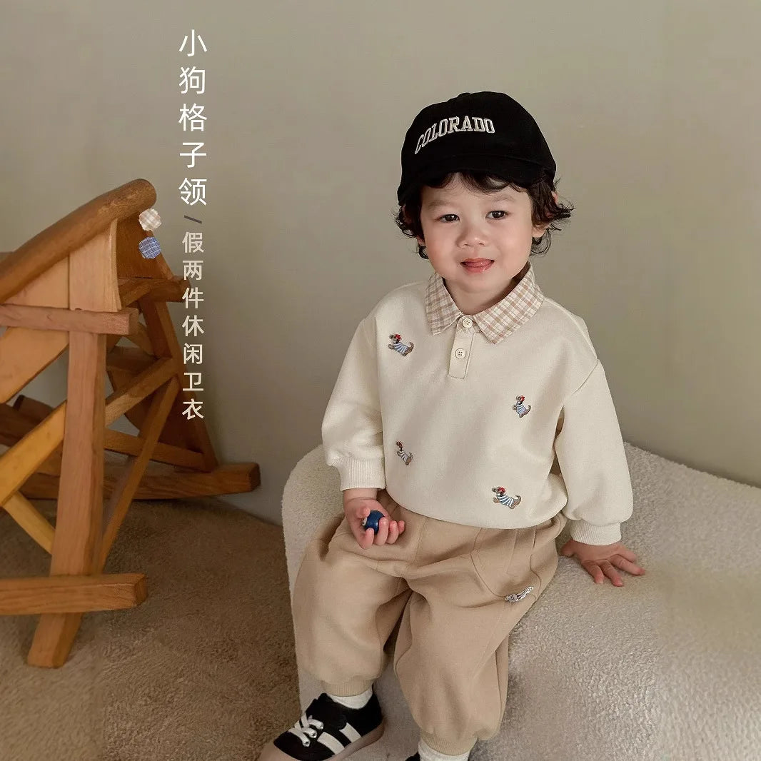 Pull Enfant Motif Cartoon Bicolore