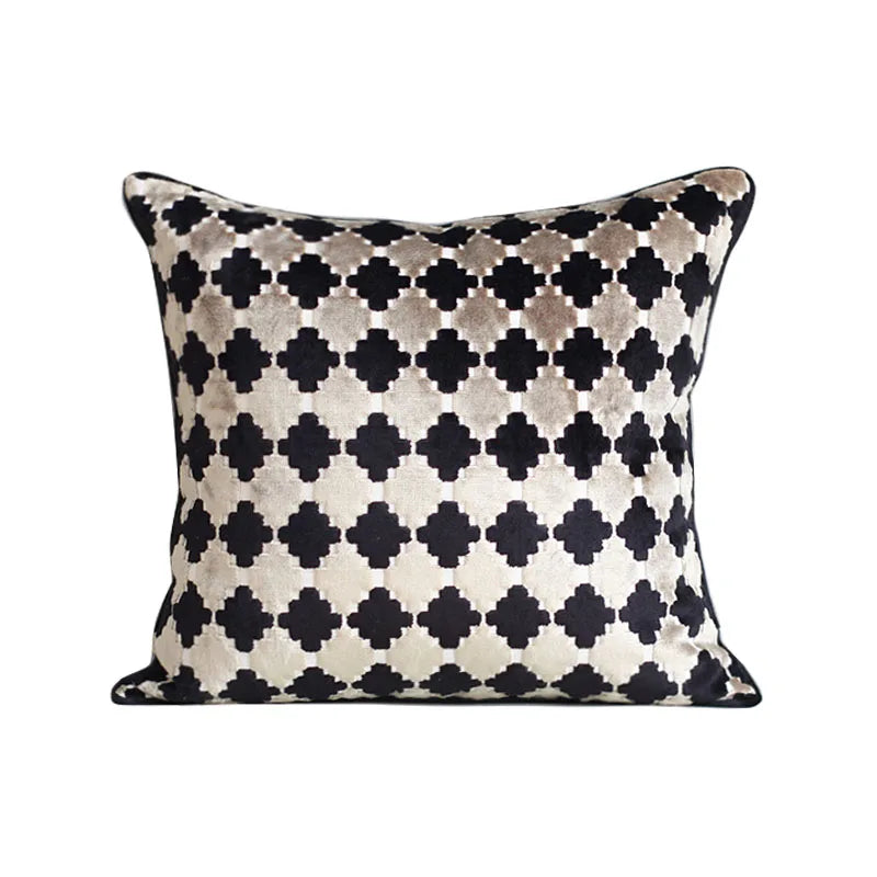 Housse de Coussin Velours Motif Floral Géométrique Rétro Italien