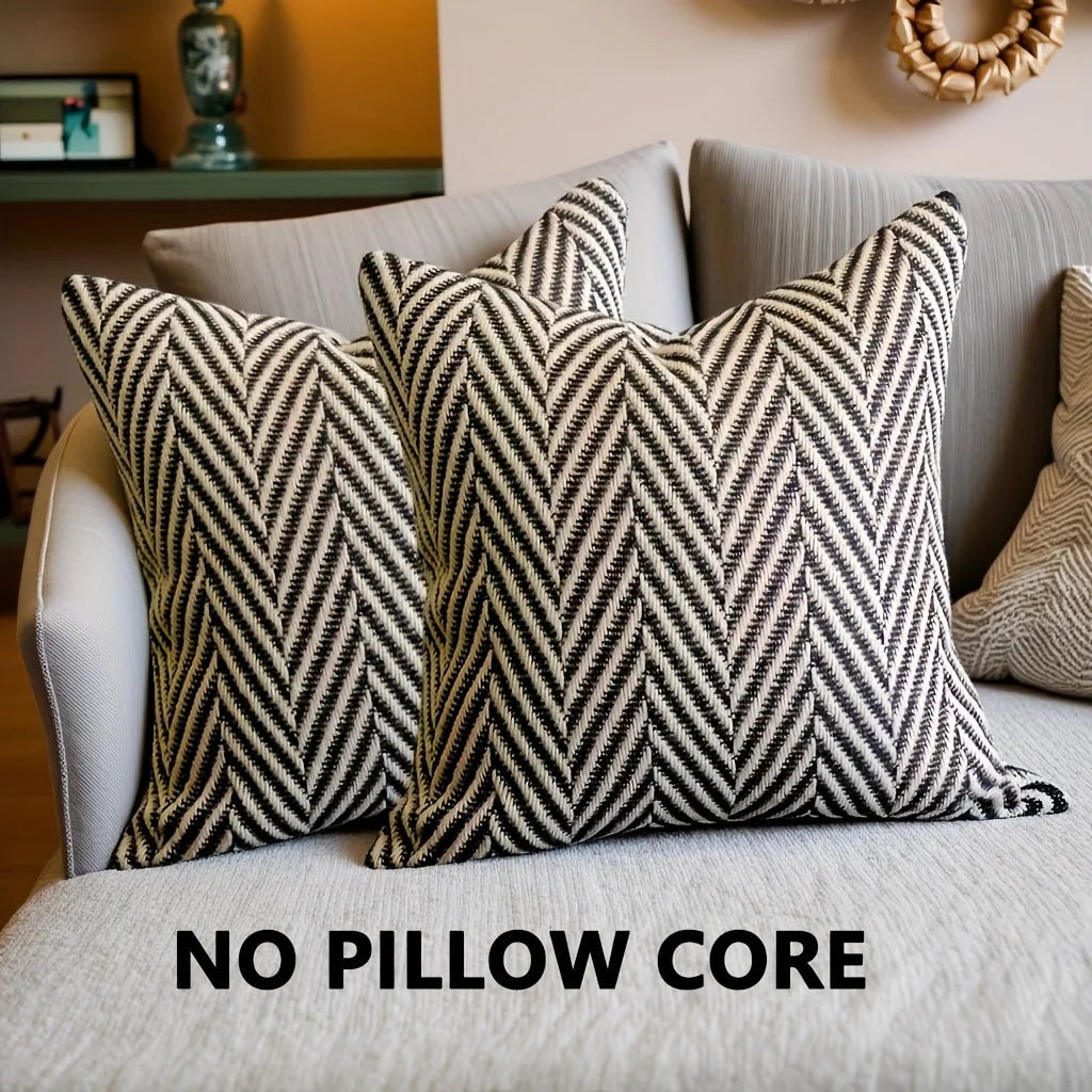 Housse de Coussin Pied-de-Poule - Noir et Blanc