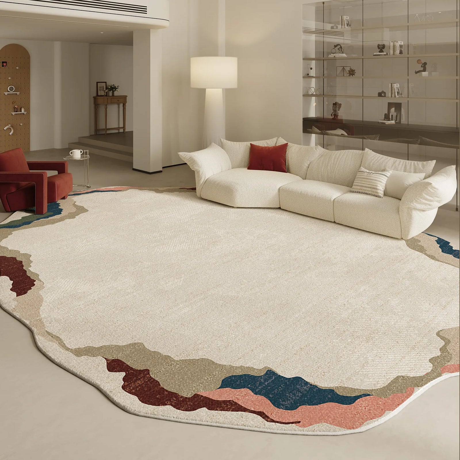 Tapis Forme Irrégulière Moderne Peluche Épaisse Chambre