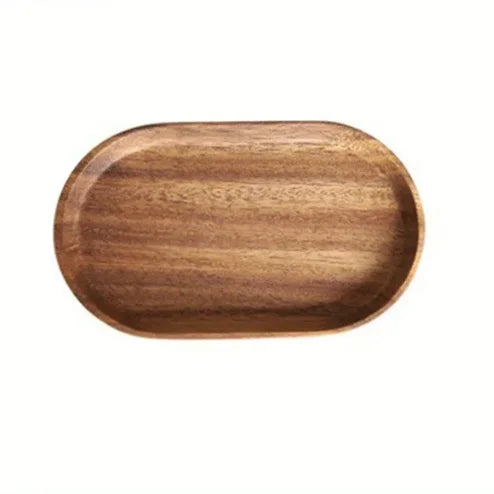 Assiette Ronde en Bois Massif Style Japonais