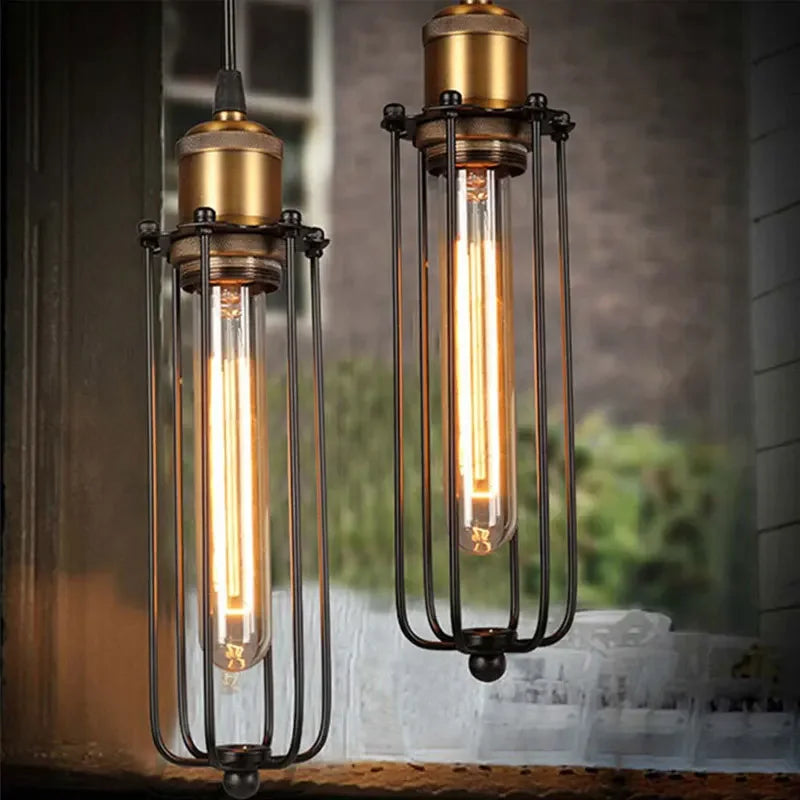 Petit Lustre Style Industriel Fer Rétro Américain