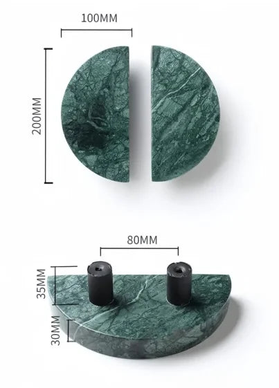 Poignée de Meuble en Marbre et Verre - Style Grec Vert Foncé