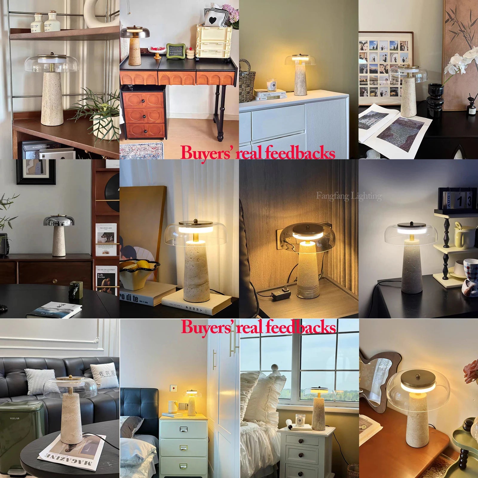 Travertine Mushroom Lamp – Natural Stone