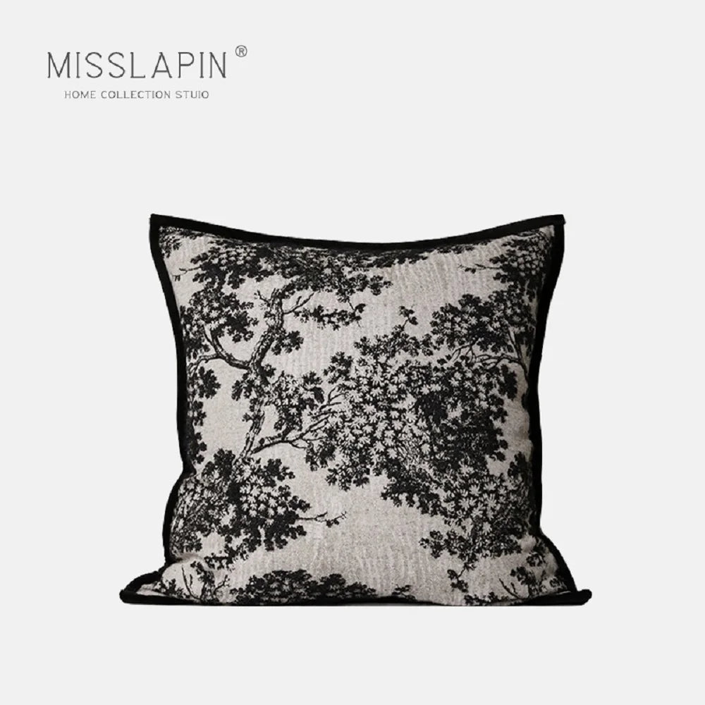 Housse de Coussin Futon Brodée - Style Tatami Épuré