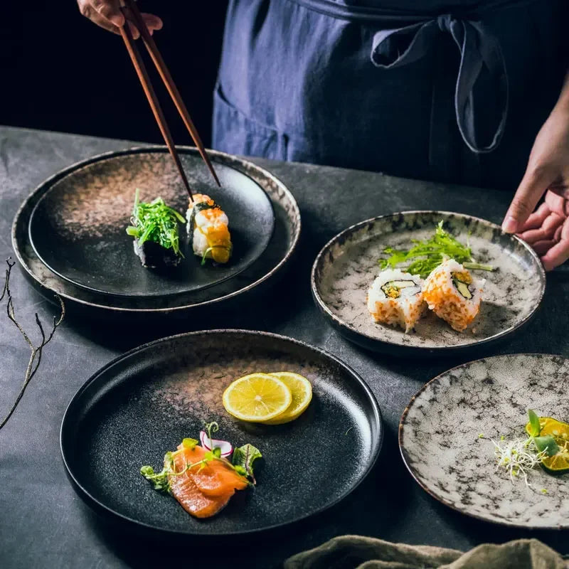 Assiette en Céramique Style Japonais pour Petit-Déjeuner