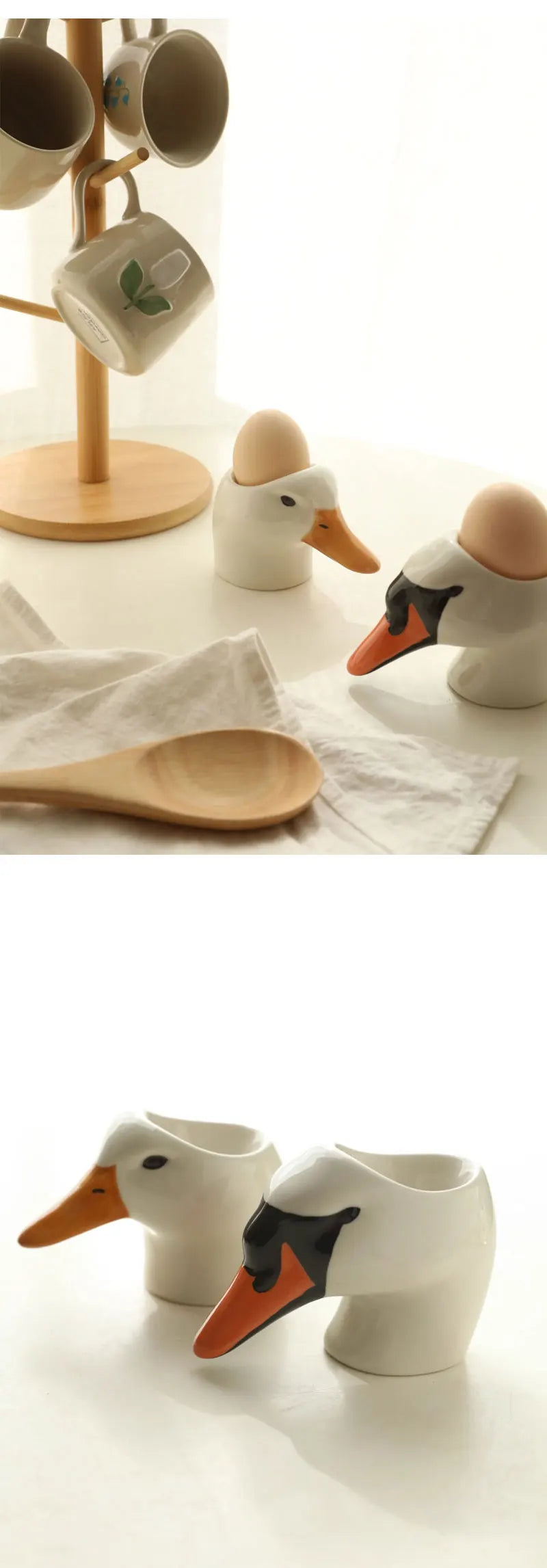 Assiette à Œufs Céramique Tête de Cygne Peinte Main