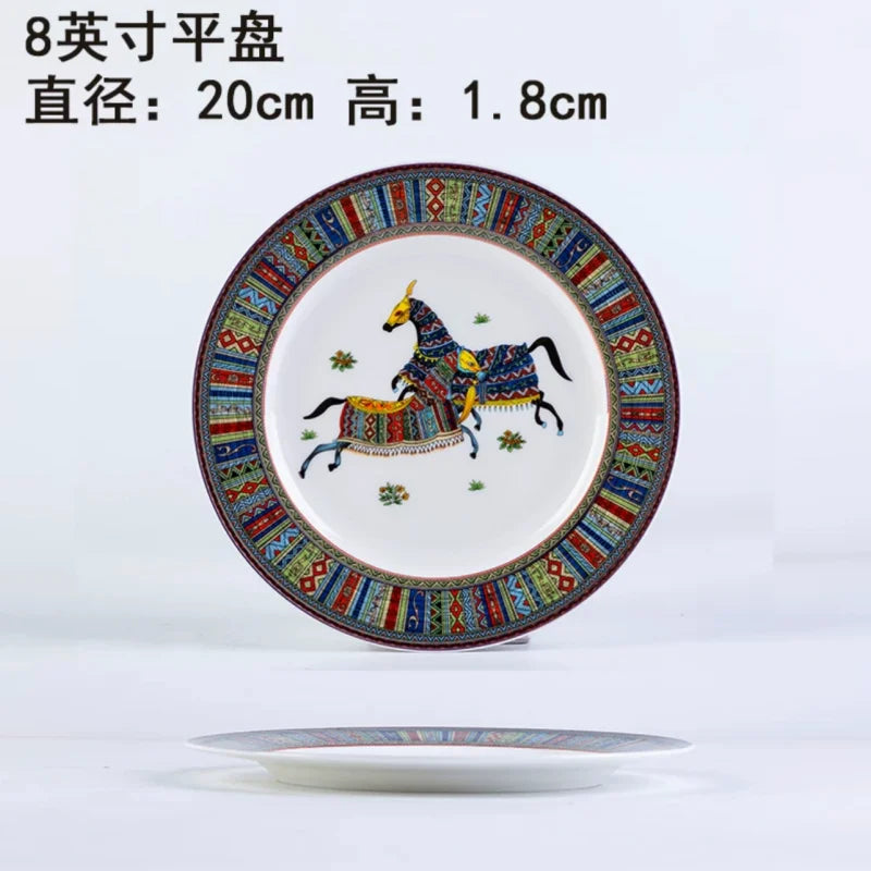 Assiette en Porcelaine Motif Cheval