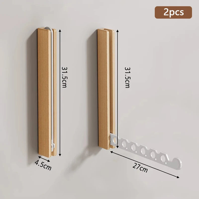 Porte-Vêtements Mural en Bois - Pliable et Escamotable