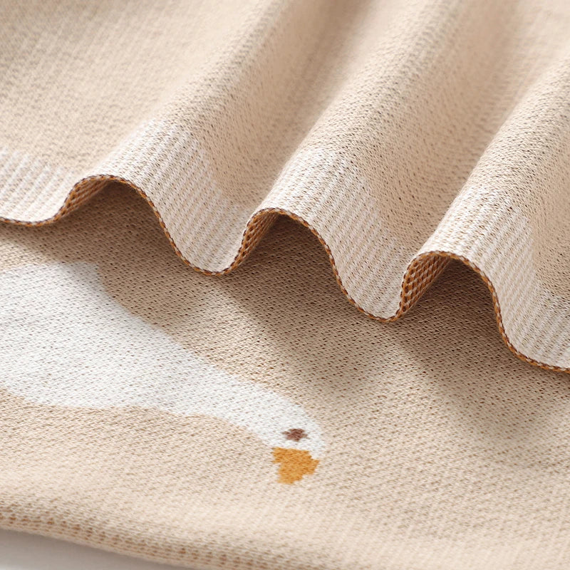 Couverture Bébé Coton Motif Oie Tricotée