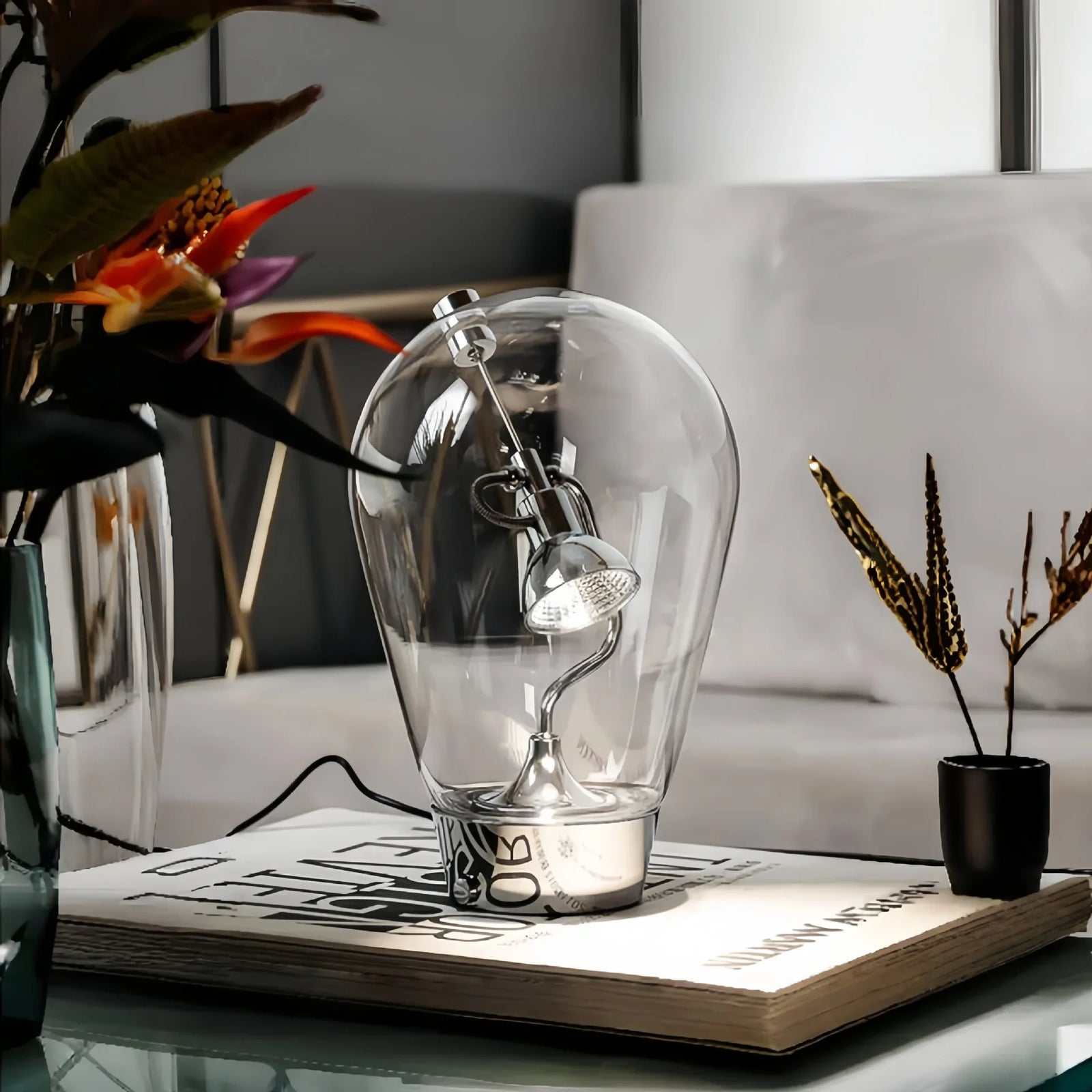 Lampe de Bureau Verre Italienne Vintage Rotative Dimmable