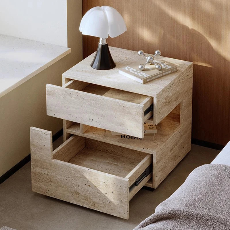 Minimalist Nightstand – 2-Drawer Metal Bedside Table