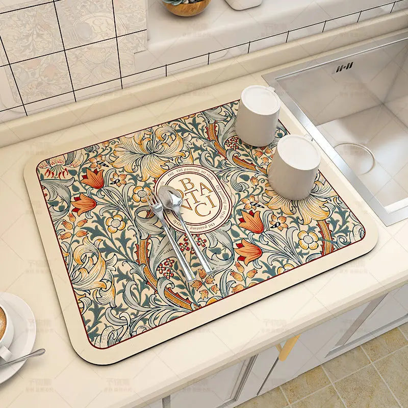 Tapis d'Égouttage Absorbant Antidérapant pour Cuisine