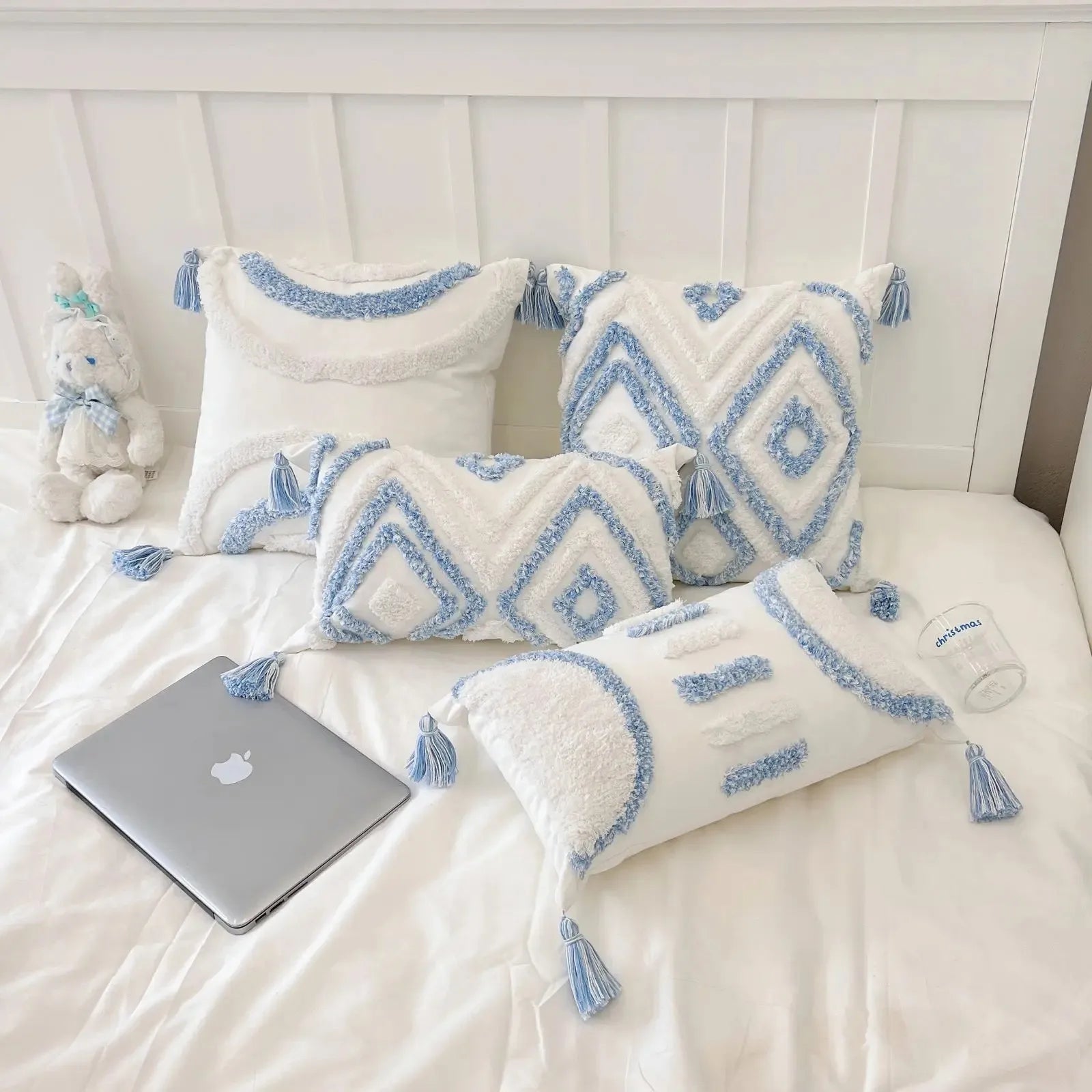 Housse de Coussin Bohème Capitonnée à Franges