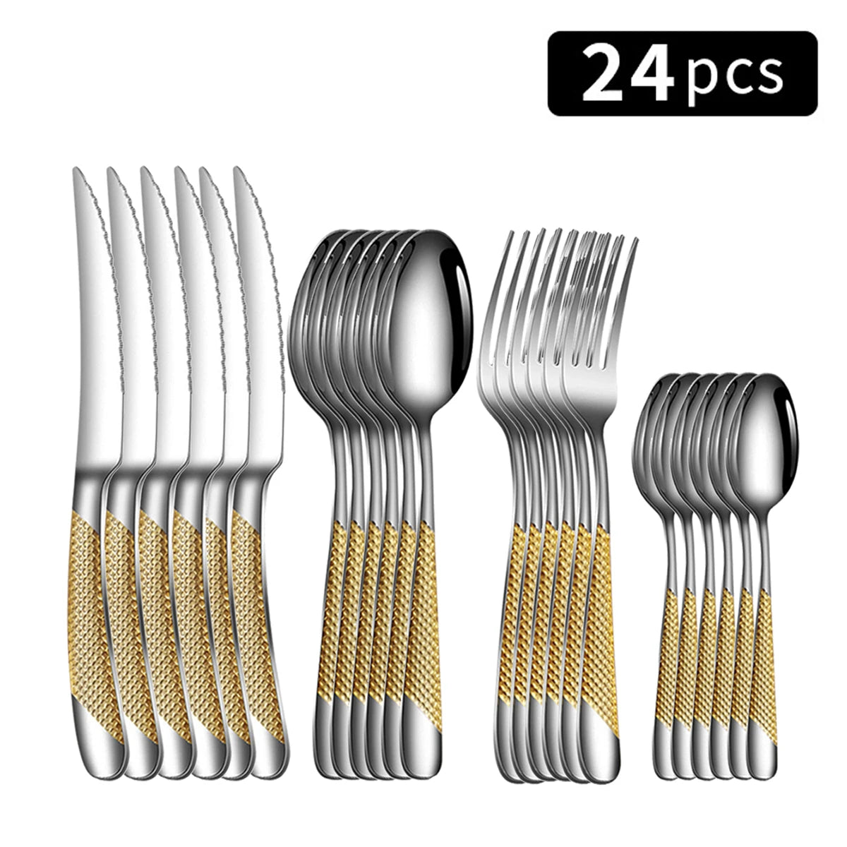 Ensemble Couverts à Steak Étoilé 24 Pièces Inox