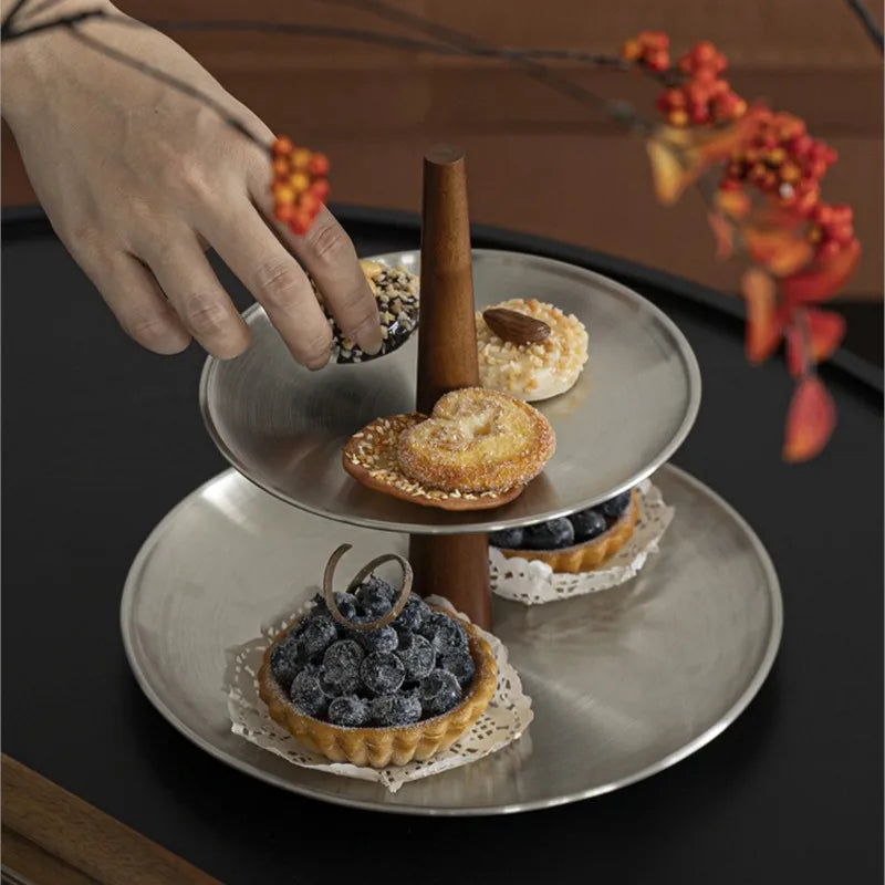 Matte Stainless Steel Cake Stand – Dessert & Snack Tray