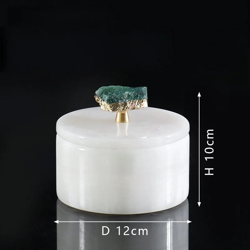 Pot de Rangement en Marbre Jade Naturel - Avec Couvercle