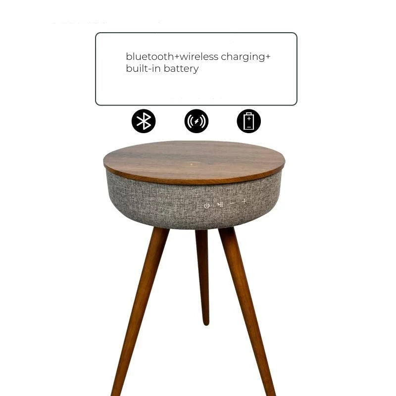 Table Basse Connectée - Chargeur Sans Fil et Enceinte Bluetooth