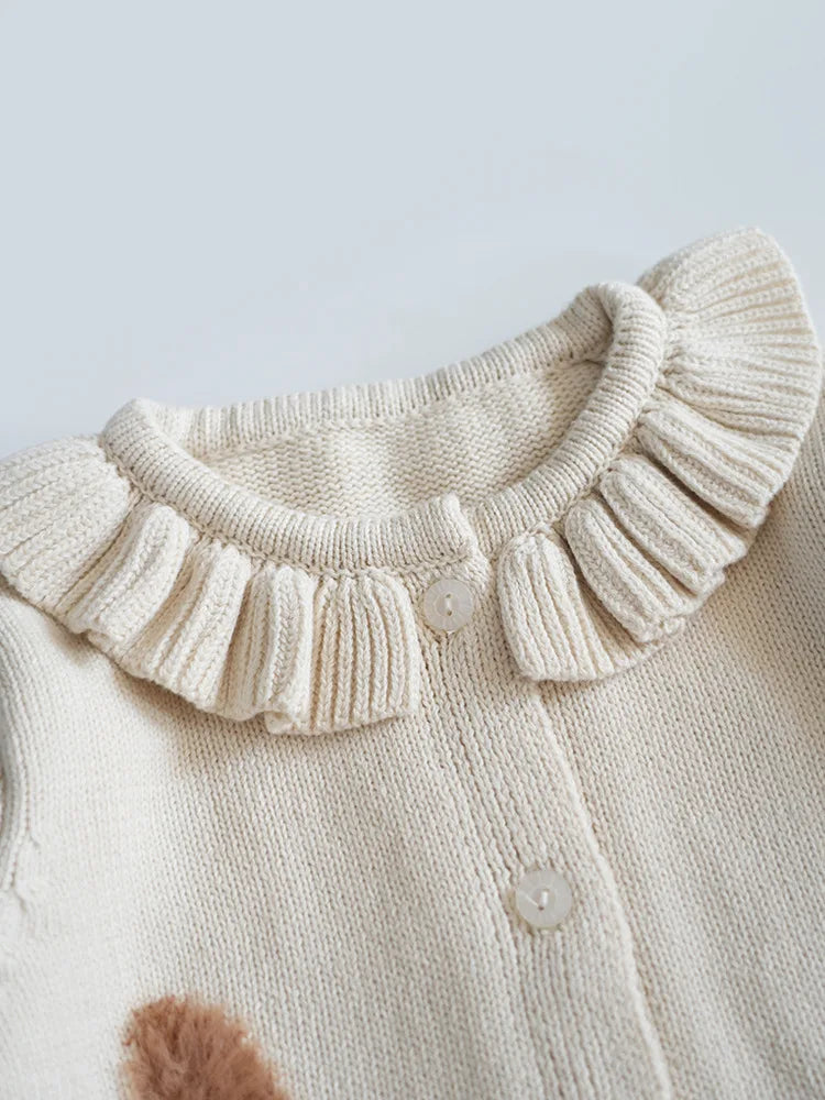 Cardigan Fille Brodé Motif Champignon