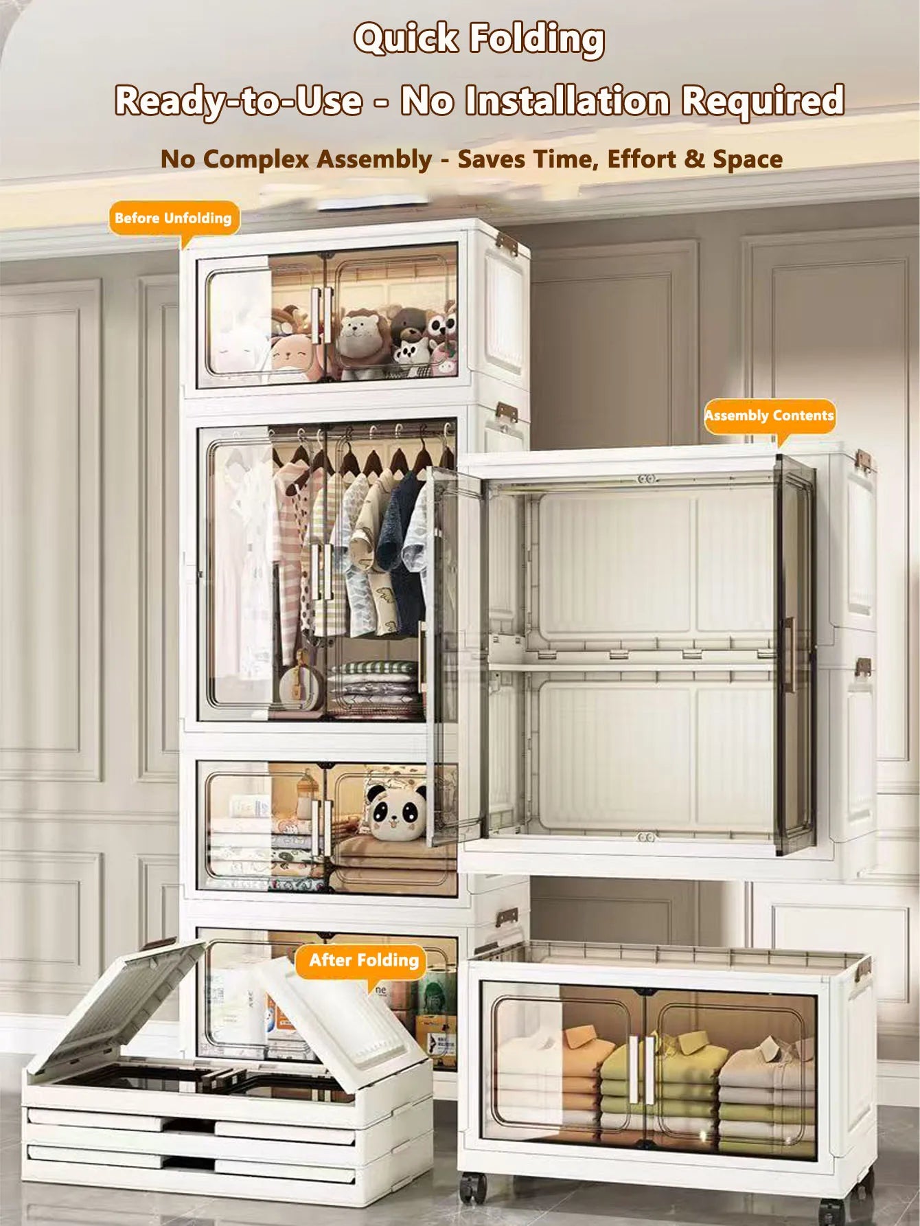 Meuble de Rangement Multi-Niveaux Sans Montage