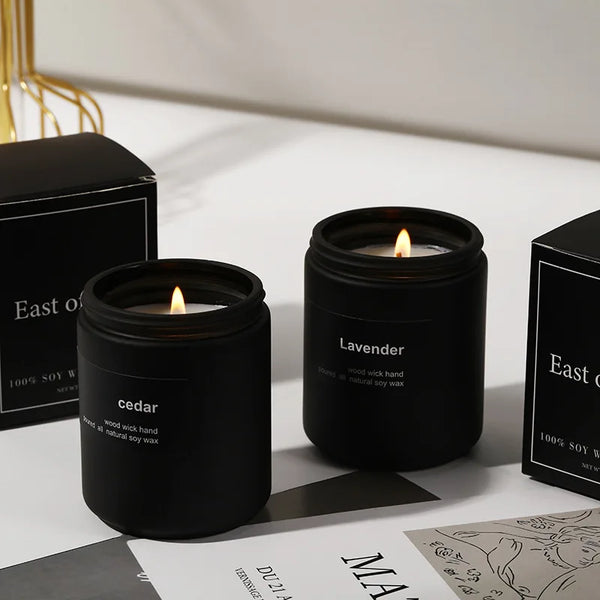 Bougie Parfumée Verre Givré Noir Bois de Santal