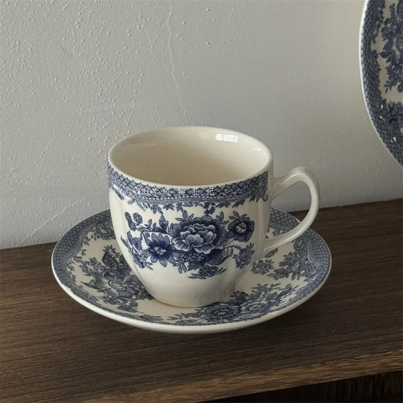 Service de Table Céramique Motif Floral Bleu Vintage