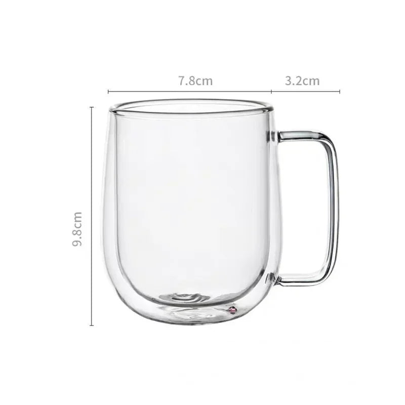 Tasse en Verre Borosilicate Double Paroi Résistante à la Chaleur