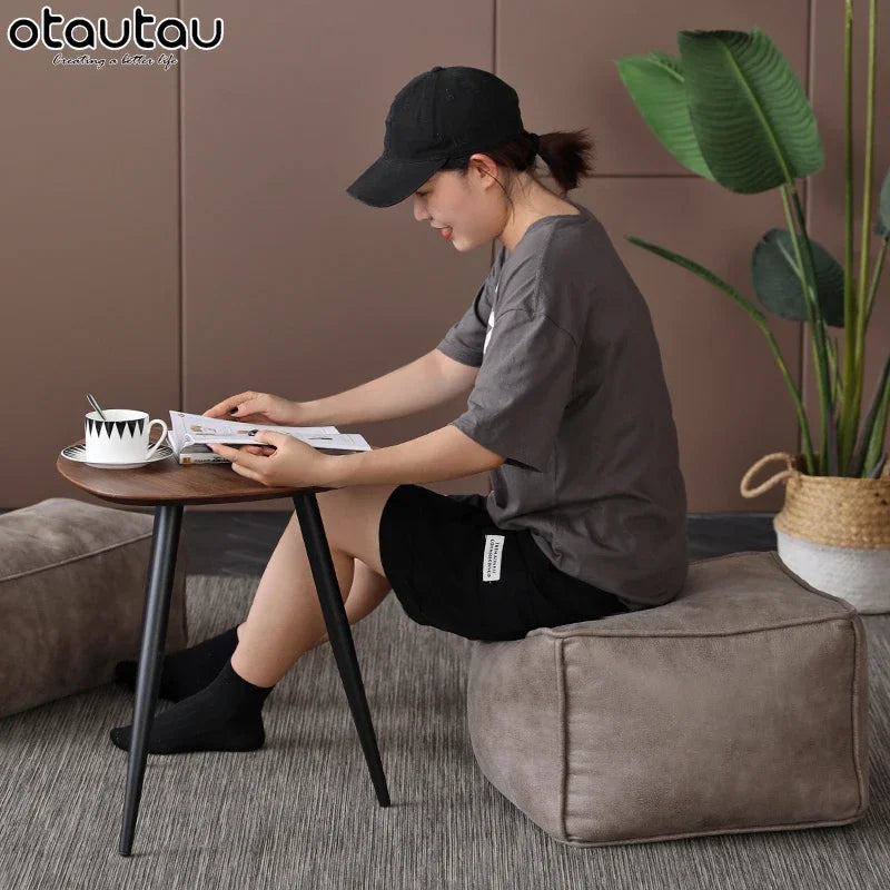 Housse de Pouf Ottoman Simili Cuir - Sans Garnissage