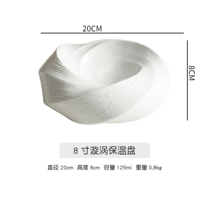 Plat en Céramique Blanche Design Artistique pour Salade et Fruits