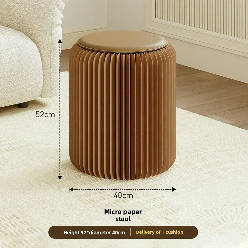 Tabouret Pliable en Carton Kraft - Design Accordéon