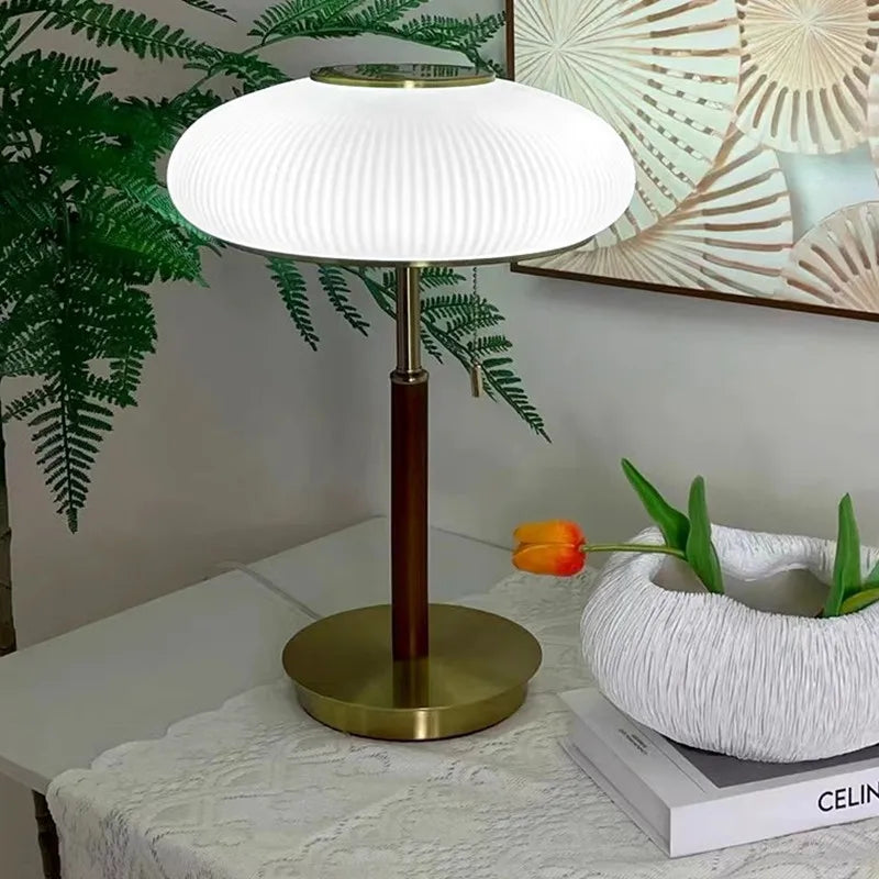 Copper & Frosted Glass Table Lamp – Nordic Bedside Light