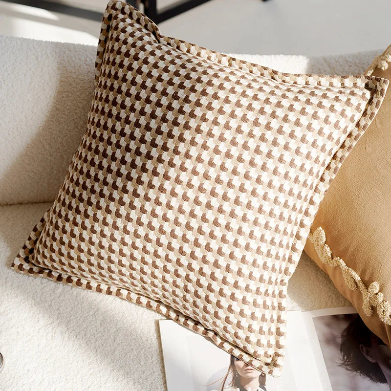 Housse de Coussin Patchwork Multicolore - Style Luxe Léger