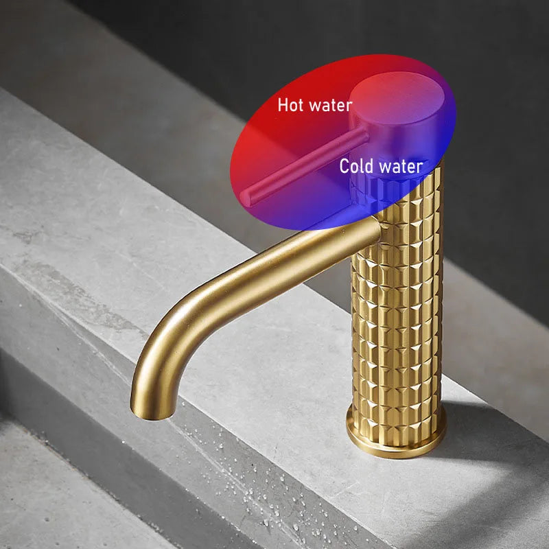 Robinet de Lavabo Or Brossé Chromé Mitigeur