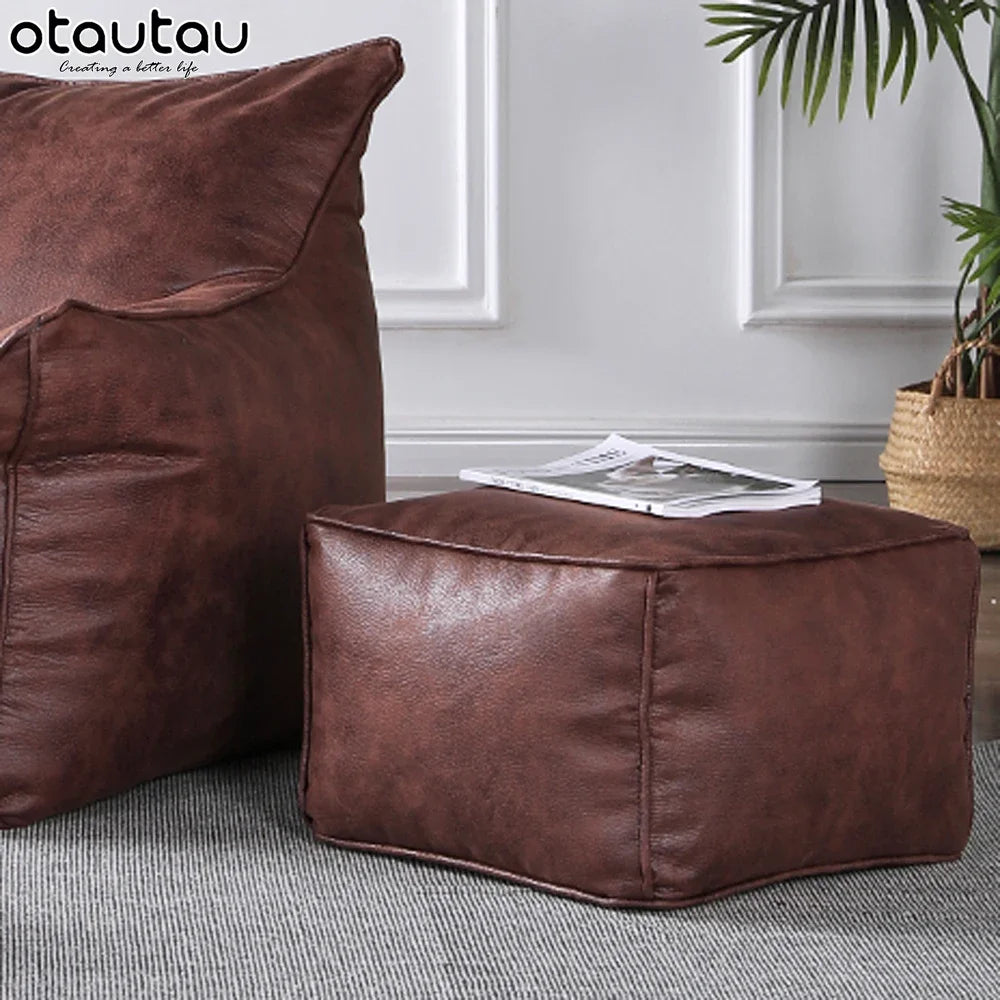 Housse de Pouf Ottoman Simili Cuir - Sans Garnissage