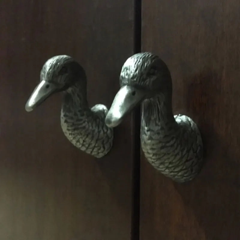 Poignée de Meuble Argent Antique Forme Canard