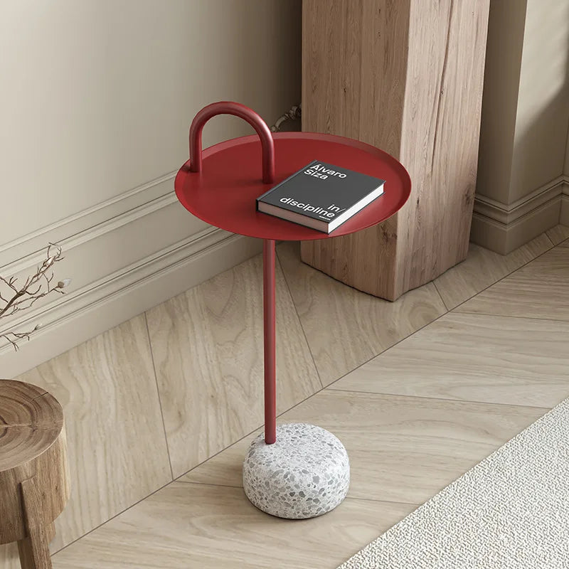 Table d'Appoint Métal Socle Pierre - Style Nordique Luxe