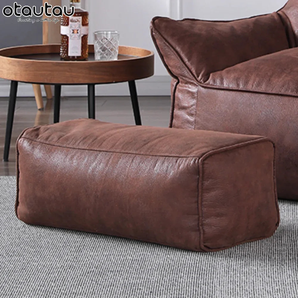 Housse de Pouf Ottoman Simili Cuir - Sans Garnissage