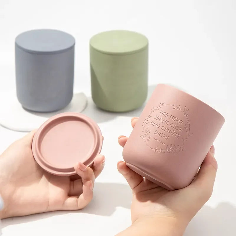Bougie Parfumée en Pot de Céramique - Cire Végétale et Mèche en Bois