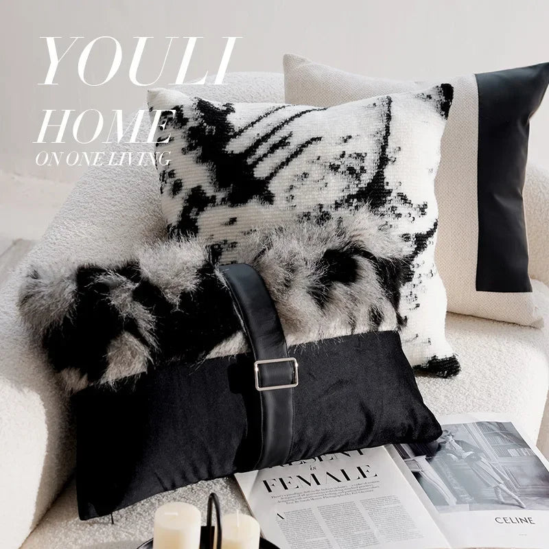 Housse de Coussin Rétro Française Noire