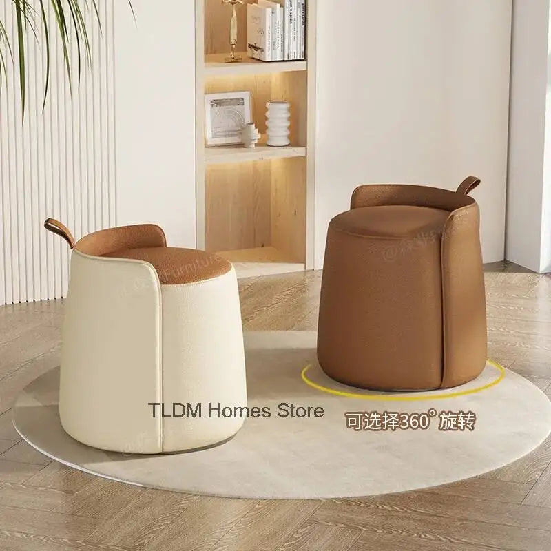 Tabouret d'Assise Rembourré en Cuir - Design Nordique