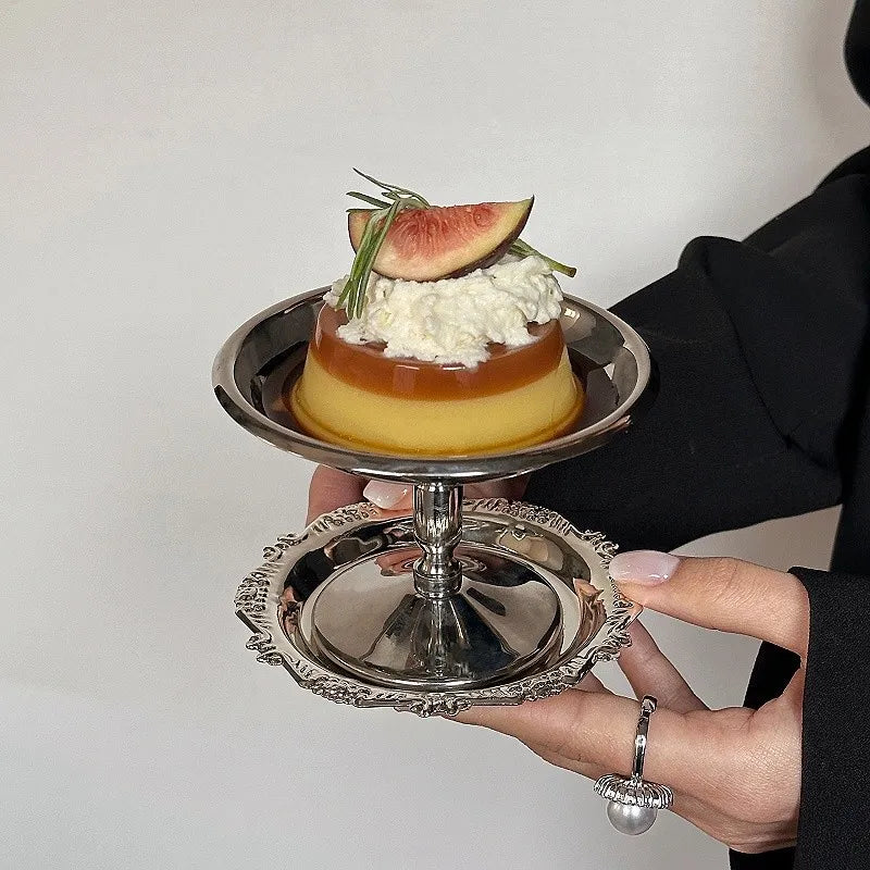 Coupe à Dessert Acier Inoxydable Style Rétro Base Haute