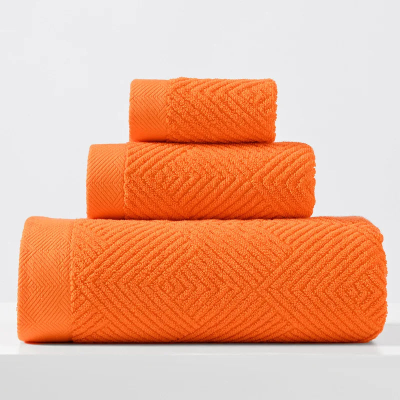Cotton Bath Towel Trio – Thick & Absorbent