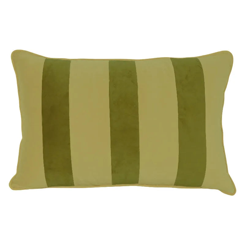 Beige & Gold Striped Lumbar Pillow Cover – Velvet Patchwork, 45x65cm