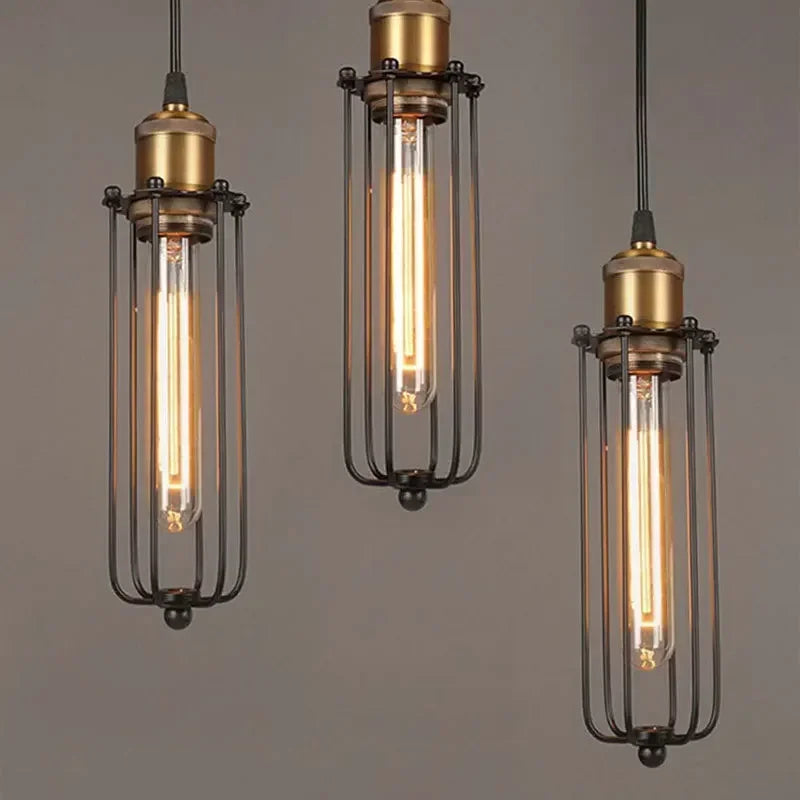 Petit Lustre Style Industriel Fer Rétro Américain
