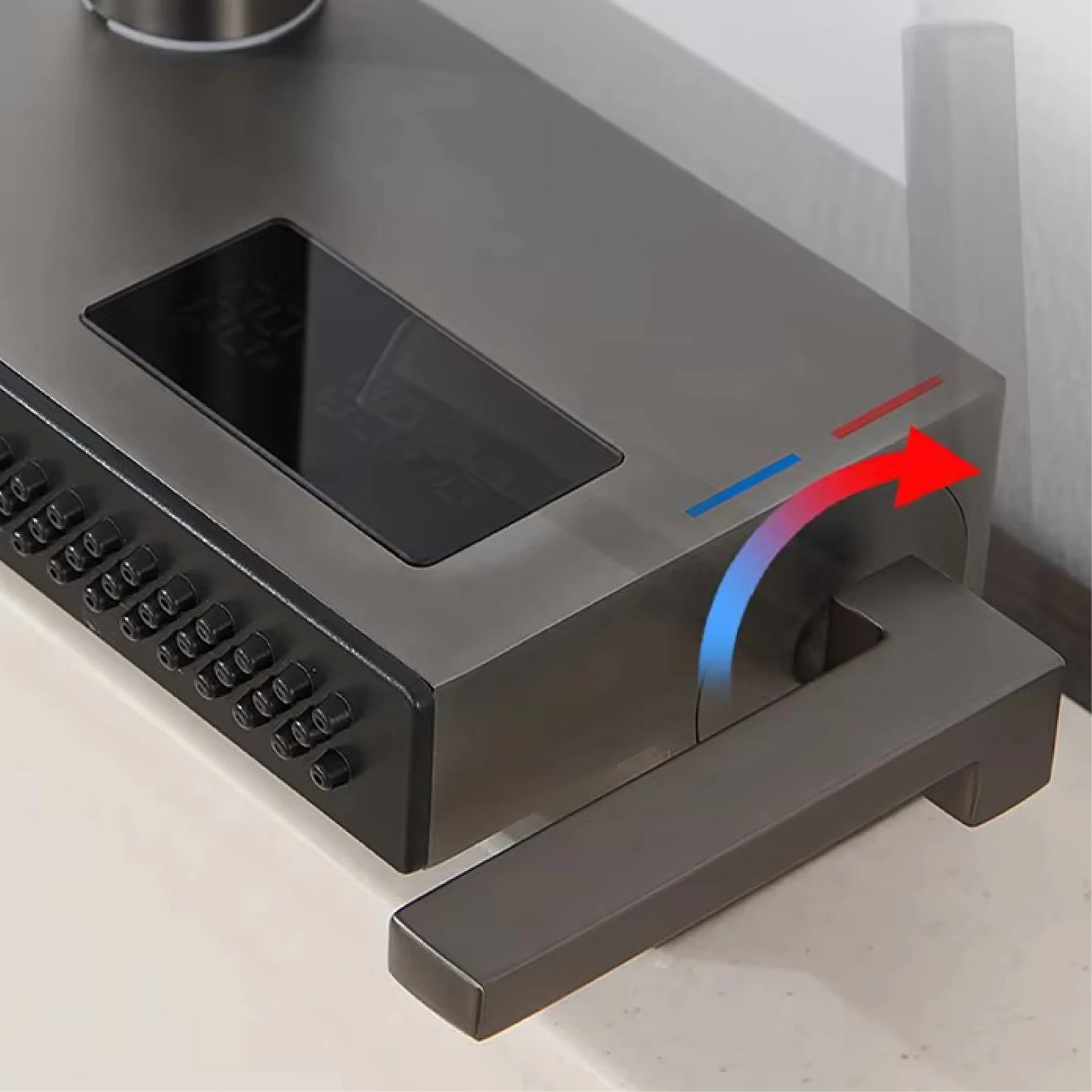 Robinet de Cuisine Extractible Écran LED Gris Métal