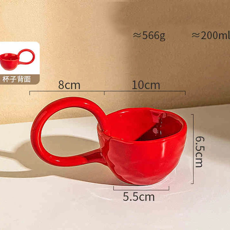 Tasse en Céramique Unie Grande Anse Style Luxe Léger