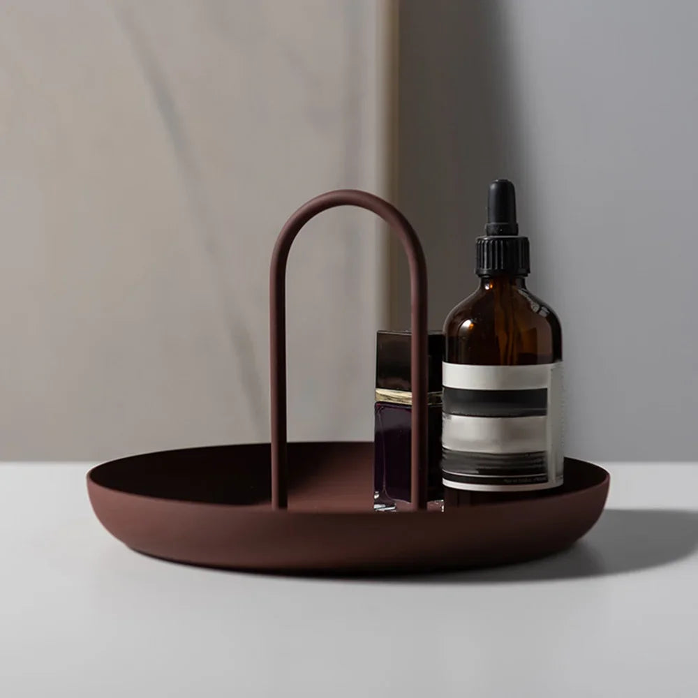 Plateau Rond Portable avec Poignée Style Nordique