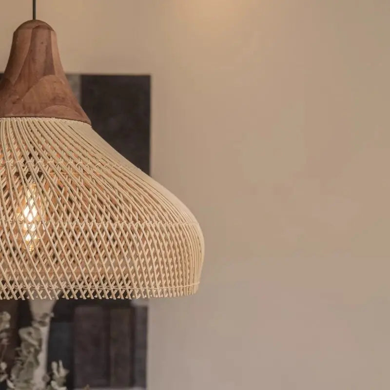 Suspension Rotin Fait Main Style Japonais